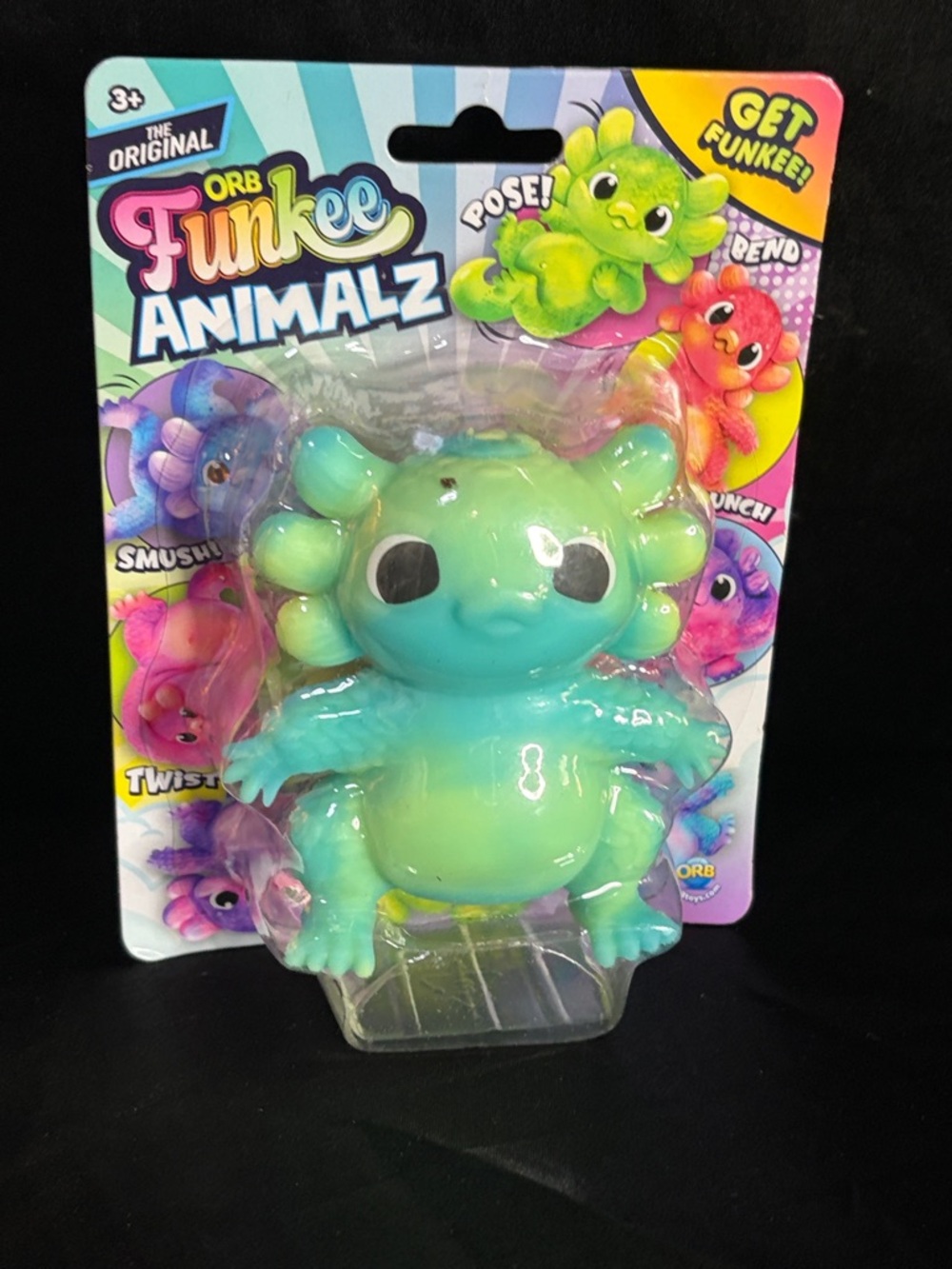 ORB Funkee Animalz Squishy Toy Axolotl Blue Green New in Package Fidget Toy